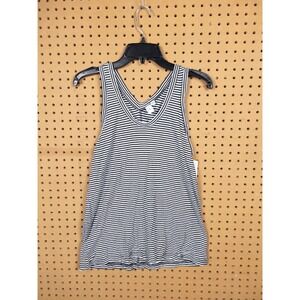 Susina Womens Black White Striped V-Neck Tank Top Sleeveless‎ Cotton Modal SP